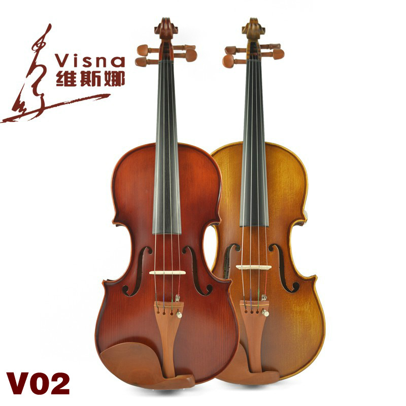 Visna维斯娜 手工工艺虎纹小提琴儿童成人初学者练习考级提琴包邮