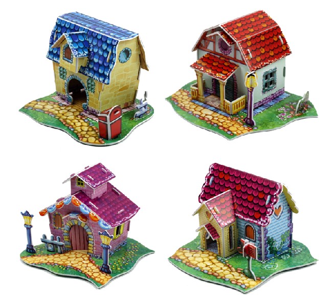 小别墅 3D立体拼图纸质模型儿童手工制作益智玩具拼图diy小屋拼插