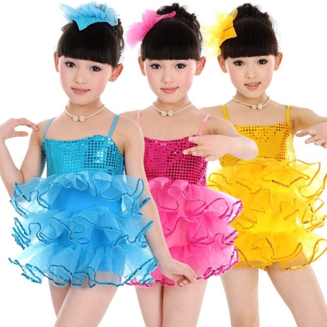 儿童芭蕾舞练功服 女童表演裙幼儿舞蹈演出服装现代亮片蓬蓬纱裙