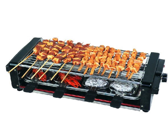 比亚 家用电烤炉 双层韩式无烟电烧烤炉加长羊肉串电烧烤架烤肉炉