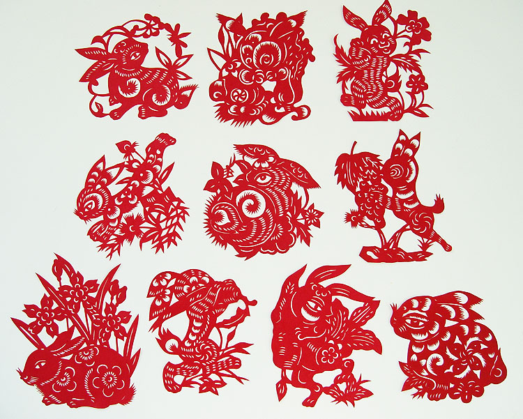 中国民族特色新年春节出国留学外事礼品礼物工艺品剪纸十二生肖兔