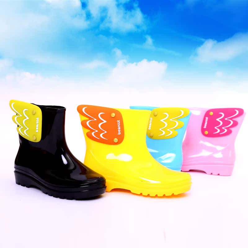 最新款儿童雨鞋防滑水鞋天使的翅膀宝宝女童男童雨靴【包邮】加棉