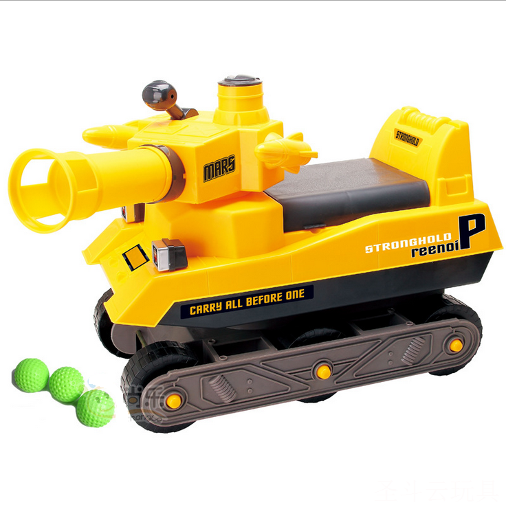 可坐可骑大型坦克车可发射炮弹儿童玩具车 小孩学步滑行工程车