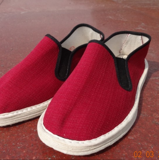 新北京布鞋全棉布千层底砖红色松紧口女式单布鞋开车鞋