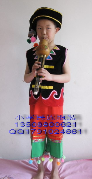 少数民族服装/壮族佤族彝族瑶族苗族舞蹈演出服装/男儿童表演服饰