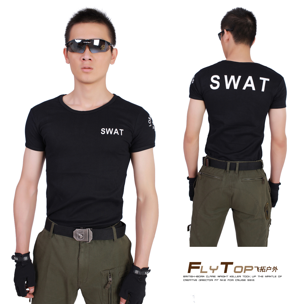 2013新款夏装男士短袖圆领紧身T恤纯棉T恤SWAT特种弹力兵T恤