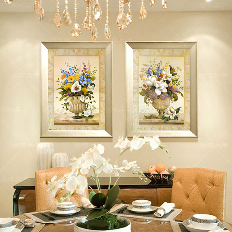 餐厅装饰画 现代欧式有框画客厅床头卧室玄关背景墙壁画挂画 花卉