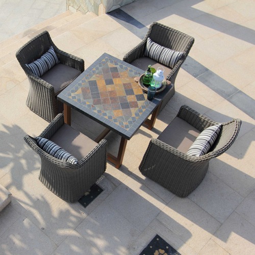 皇家花园 弗利托石材桌面+豪华编藤扶手椅 花园/户外餐厅家具