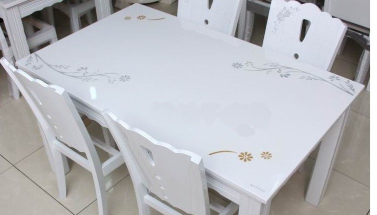 促销现代简约餐桌 白色钢琴烤漆长方形实木大理石桌椅组合小户型