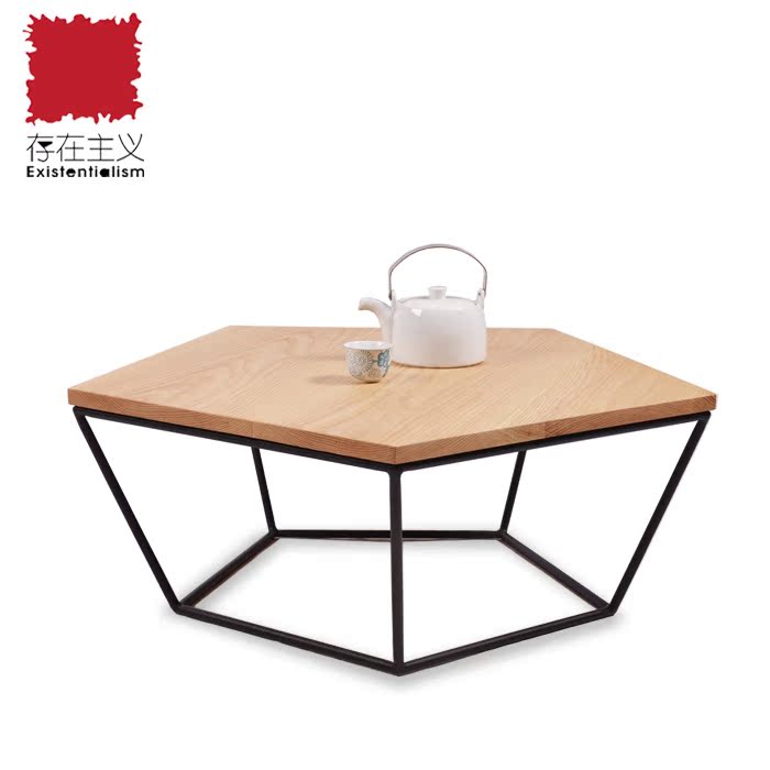 现代简约五边形茶几 纯实木客厅几桌 餐厅个性创意茶几休闲咖啡桌