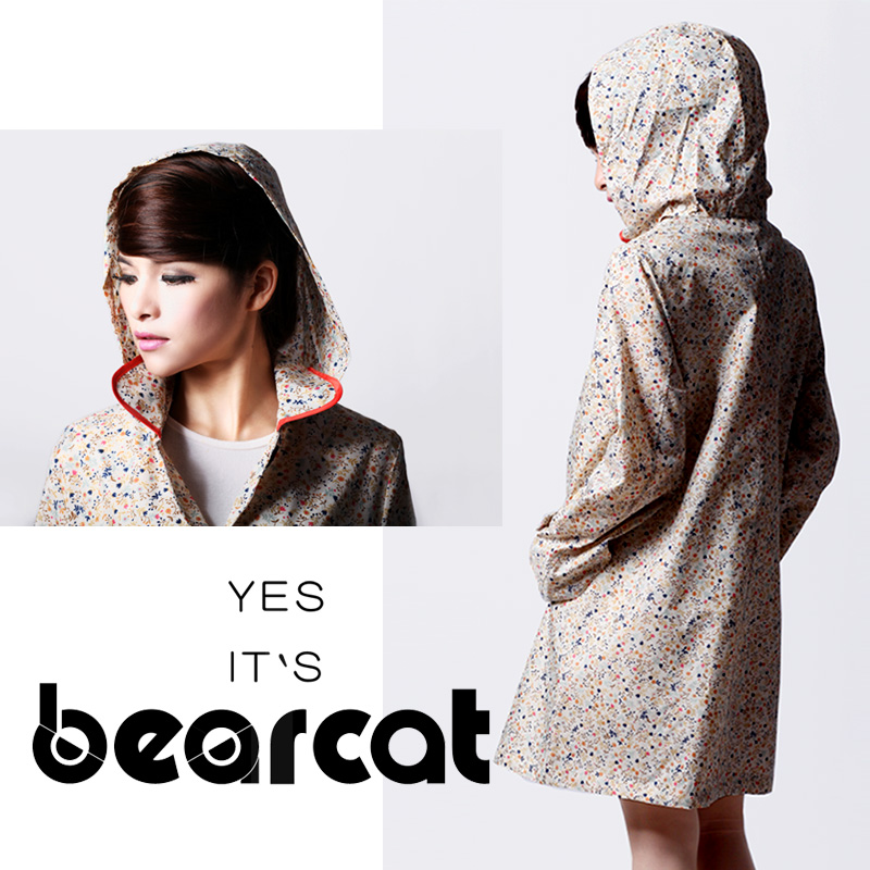 包邮bearcat高级尼丝绸分体雨衣时尚韩版超级防水女士长款雨
