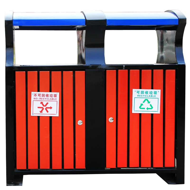 【厂家直销】钢木垃圾桶 户外垃圾桶环卫分类垃圾桶果皮箱单桶680
