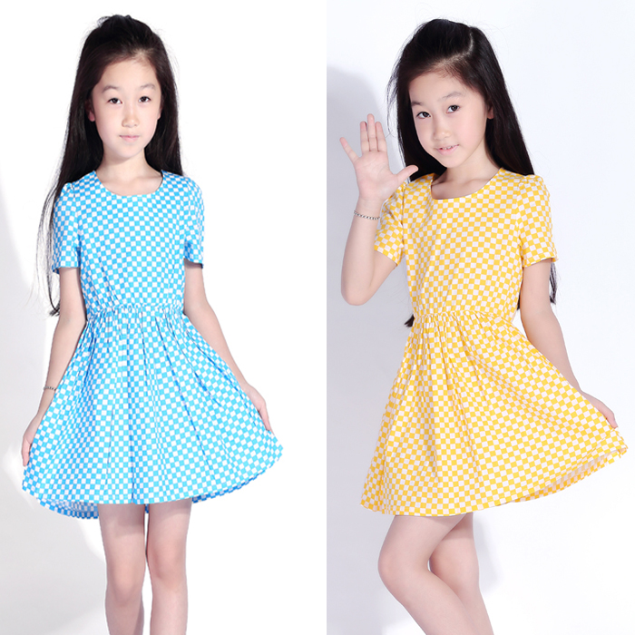 笑皮孩童装2015夏款女童韩版中大儿童全棉短袖显瘦连衣裙子特价