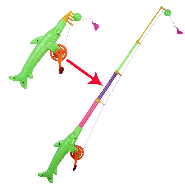 批发散装伸缩鱼竿 超长大号75cm磁性鱼杆 儿童塑料钓鱼玩具戏水
