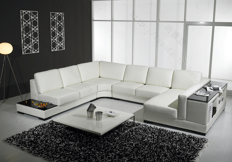 真皮沙发U型储物客厅组合创意皮沙发现代简约时尚大户型皮艺沙发