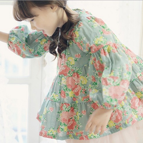 现货特价韩国正品进口代购2014春AMBERPURE碎花卉罩衫娃娃衫T恤13
