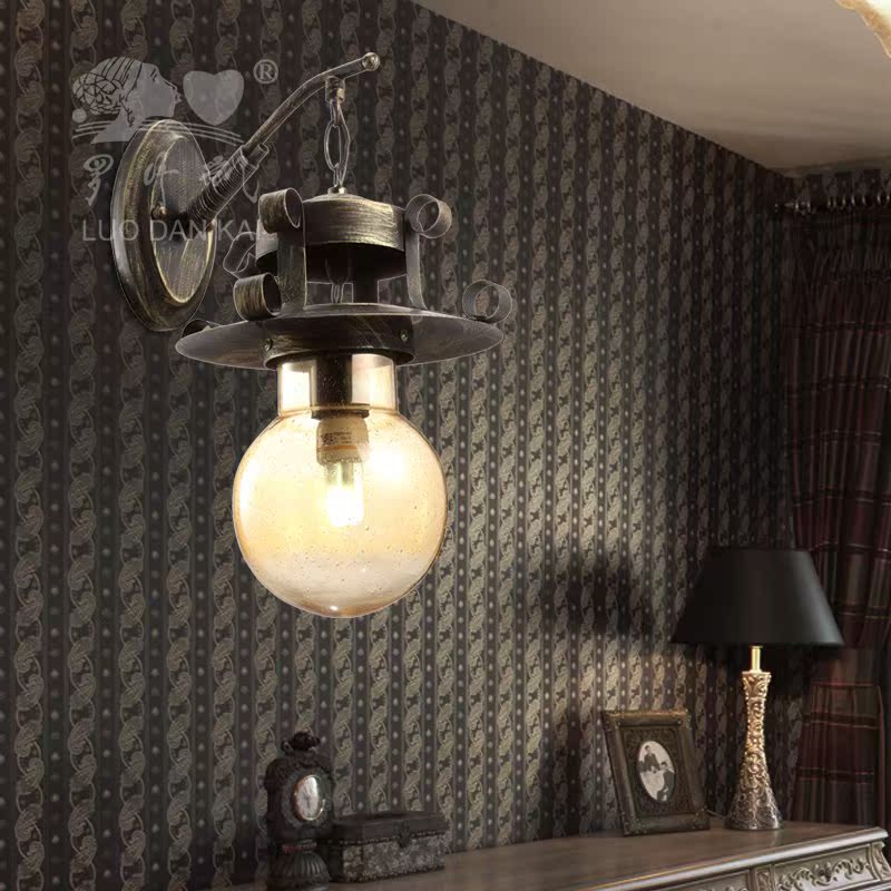 罗丹凯欧式玄关过道壁灯复古茶馆咖啡厅铁艺创意特色装饰艺术壁灯