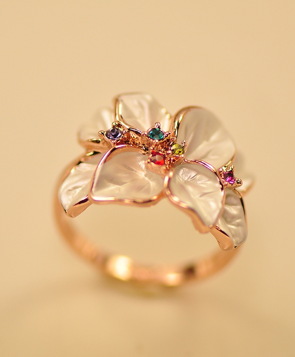 韩国饰品可爱花朵甜美潮人时尚韩版滴油彩钻小指戒指女指环食指