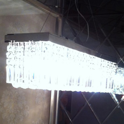 led餐厅水晶吊灯长方形led水晶餐厅灯具现代简约餐厅客厅吧台灯饰