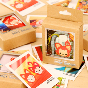 韩国文具阿狸卡通牛皮纸明信片迷你贺卡盒装 正品送儿童学生礼物