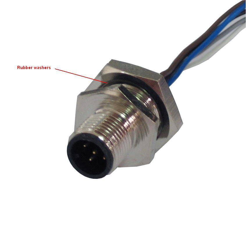 M12金属面板式插头座连接器、电路板直插式插头3/4/5芯8针公/母插