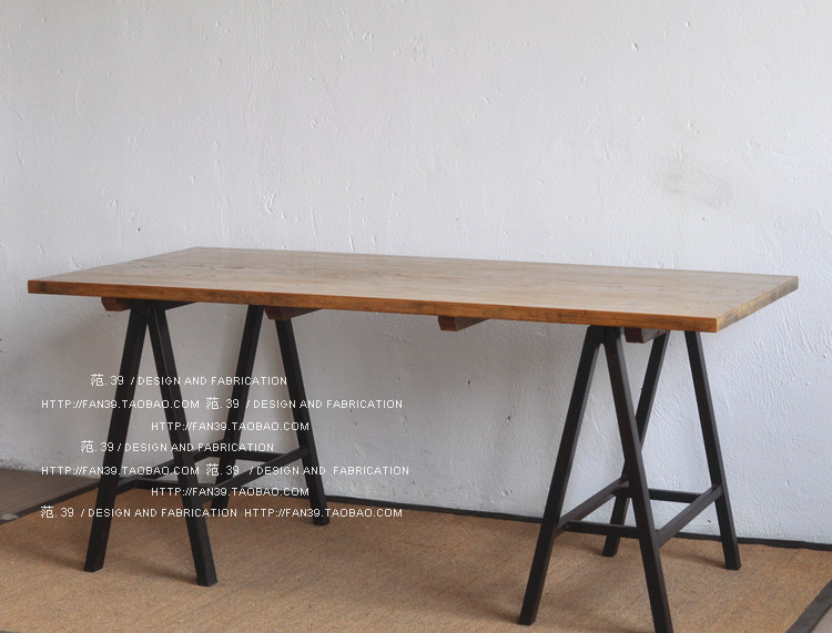 美式复古工业做旧家具LOFT实木餐桌设计书桌写字工作台电脑办公桌