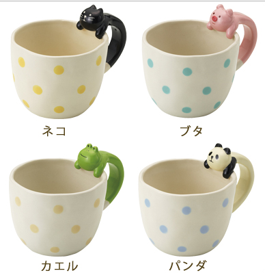【礼品礼物】日本代购decole concombre超萌马克杯-猫猪青蛙熊猫