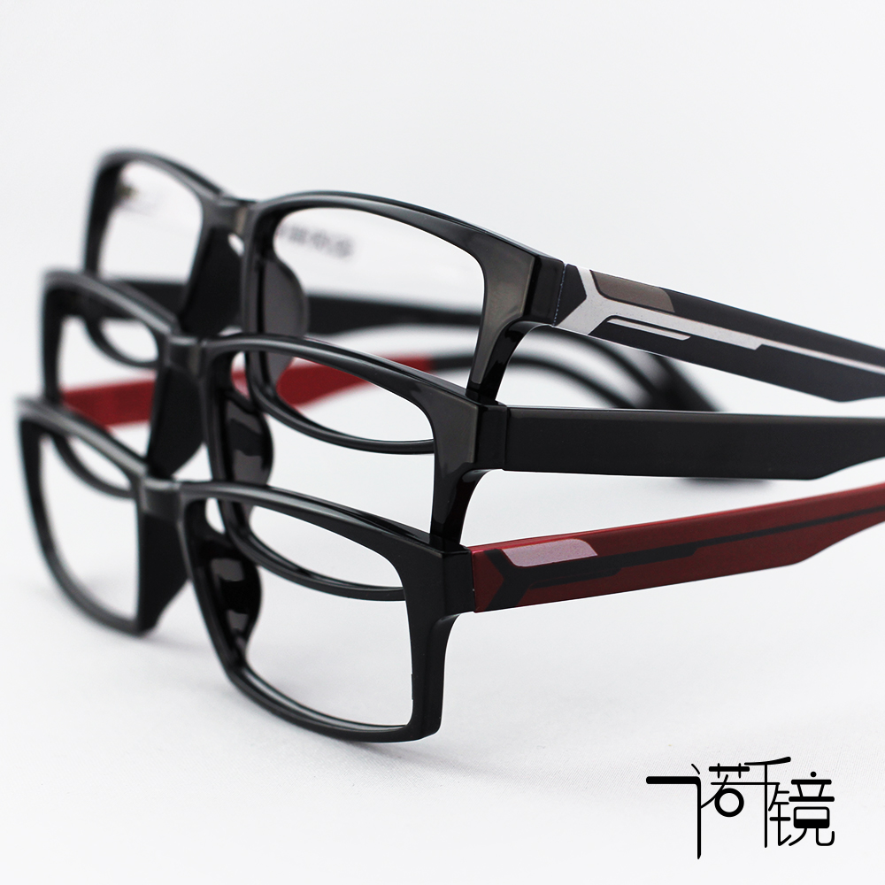 超轻时尚TR钨碳塑钢眼镜框全框男女款近视成品 黑白红色休闲款