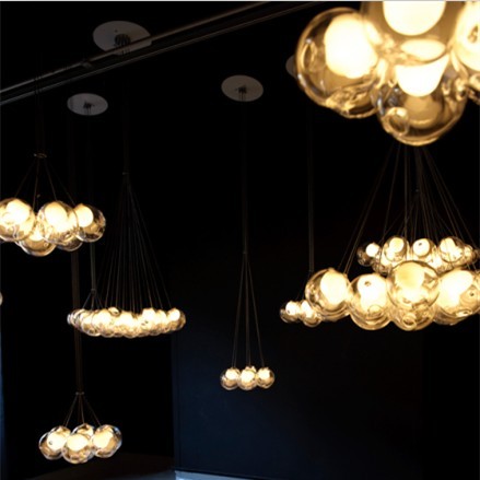 名师设计马斯登艺术创意大利米兰时尚透明玻璃复式楼梯双罩球吊灯