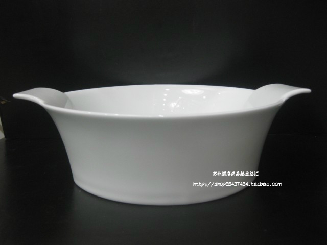 双耳汤锅陶瓷纯白汤煲大汤碗深米饭锅欧式创意酒店餐具汤盆菜盆碗