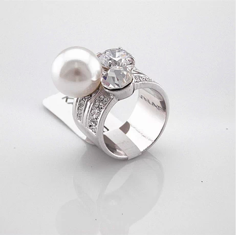 Kisman英国潮牌珍珠组合戒指 指环女食指银色 韩版夸张饰品