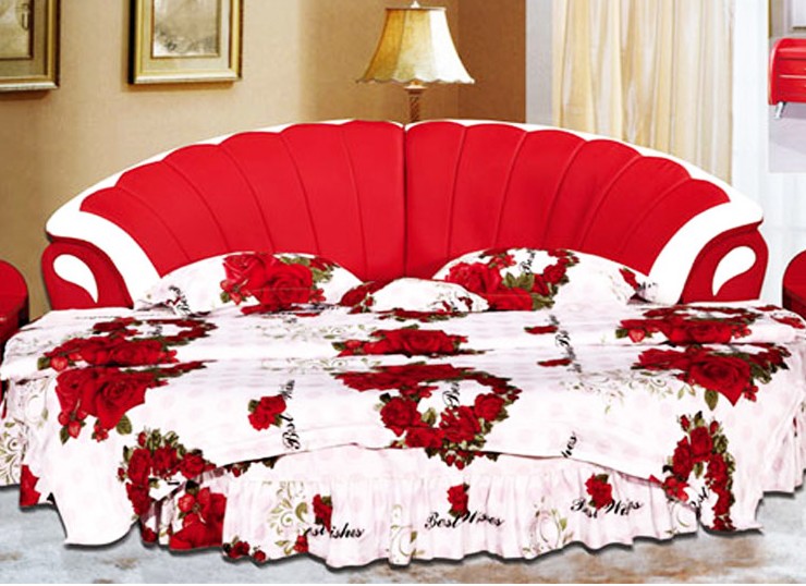 欧式圆床 双人床 真皮床时尚婚床大床园床软体床2.2米软床公主床
