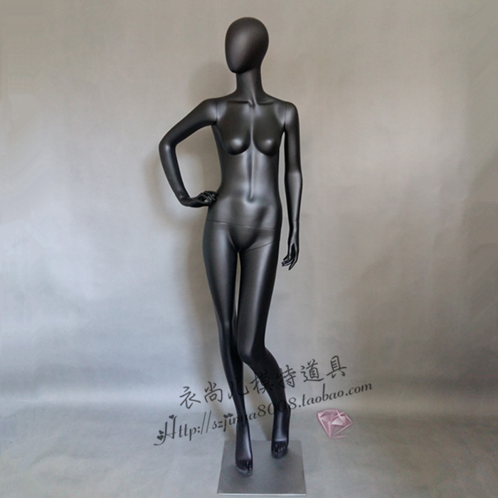 高端女全身人体模特服装展示架鸭蛋头哑光黑色个性橱窗模特儿226