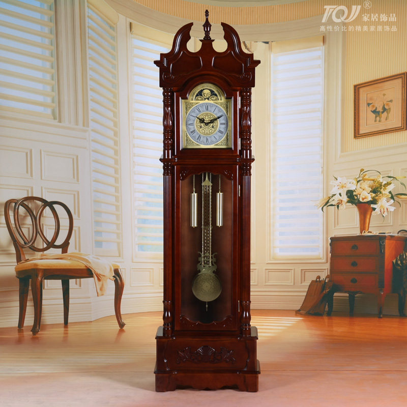 超大实木欧式仿古造型复古风格座钟摆钟客厅落地钟0812
