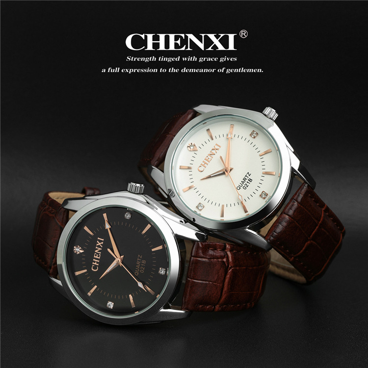瑞士商务真皮带男士腕表 时尚粽色日本进口机芯石英名匠精品手表