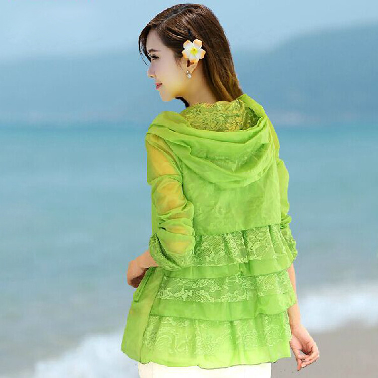 2015春夏新款 韩版防紫外线超轻柔沙滩防晒衣女薄外套空调衫 包邮