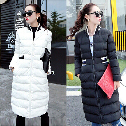 2015冬季新款韩版无领中长款羽绒棉服修身显瘦外套女v领