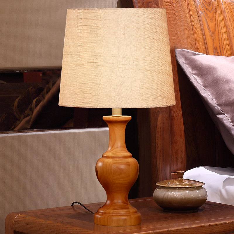 中式实木台灯欧式卧室书房床头灯 现代简约客厅美式温馨台灯