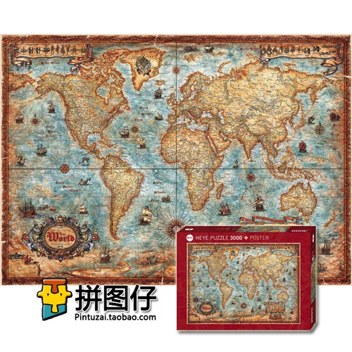 【现货包邮】德国Heye 3000片 29275 成人进口拼图 古世界地图