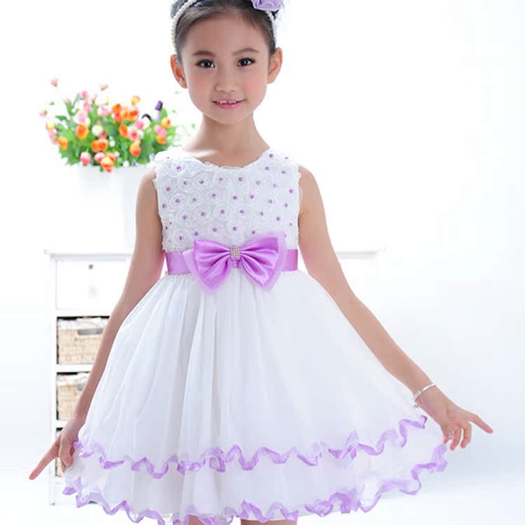 2014新品上市韩版时尚爆款儿童无袖带蝴蝶结公主连衣裙