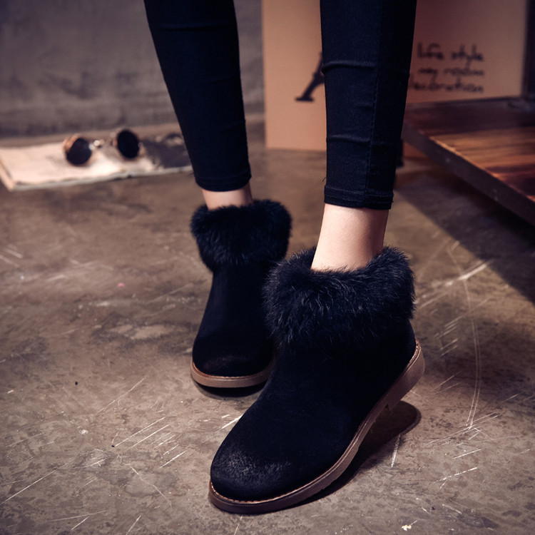 2015冬季女靴翻毛口女短靴保暖雪地鞋英伦平底擦色马丁靴女棉
