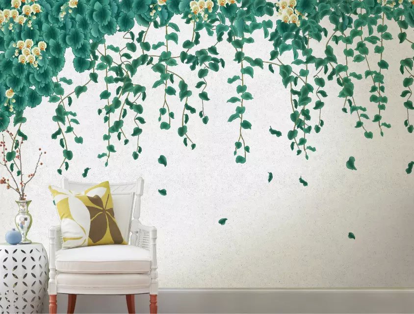 日韩花藤风格客厅卧室背景环保奥斯龙无纺个性全屋室制墙纸壁画