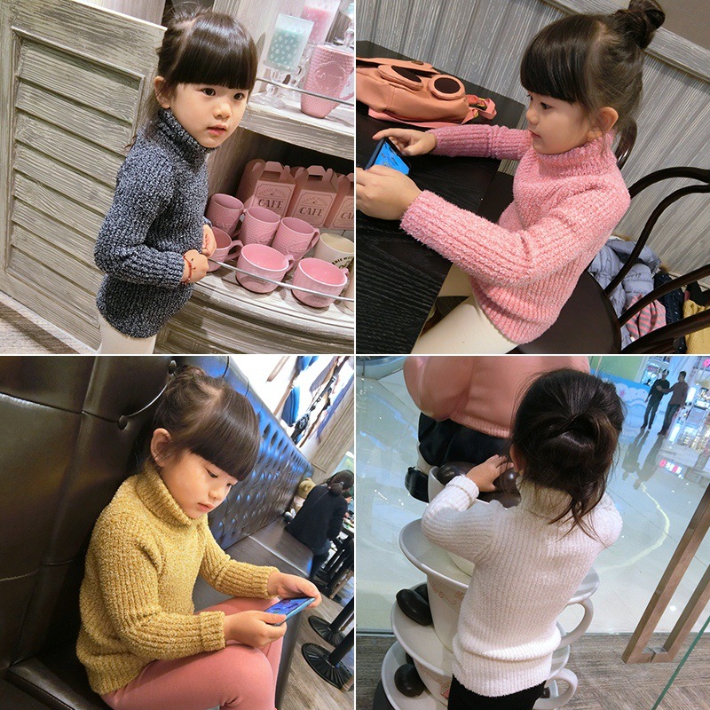 女童秋冬装2015韩版中小童羊绒衫宝宝高领毛衣童装针织衫打底衫
