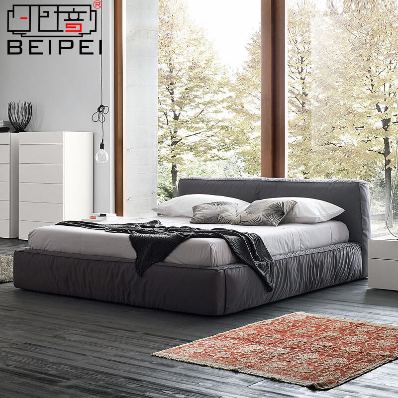 北欧 布床布艺床 小户型 双人床简约现代 1.8米储物箱体床 可拆洗