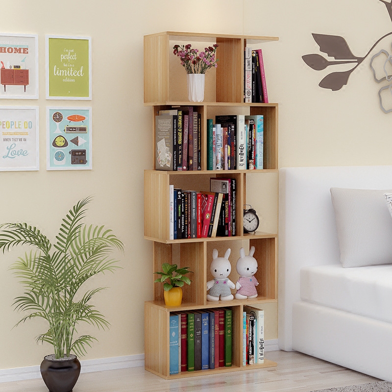 简易书架落地省空间简约现代创意小书柜经济型儿童学生实木置物架