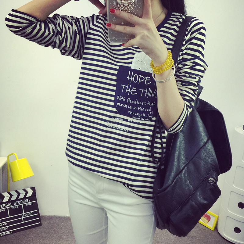 2015韩版新款秋装蕾丝拼接修身显瘦大码女装长袖T恤打底衫