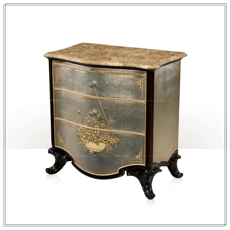 宫廷法式家具欧式床头柜实木抽屉置物柜手绘浮雕新古典储物床头柜
