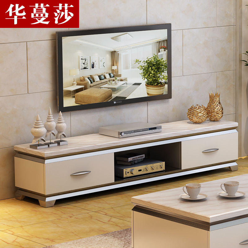 简约现代不锈钢大理石电视柜茶几组合套装 小户型客厅地柜视听柜
