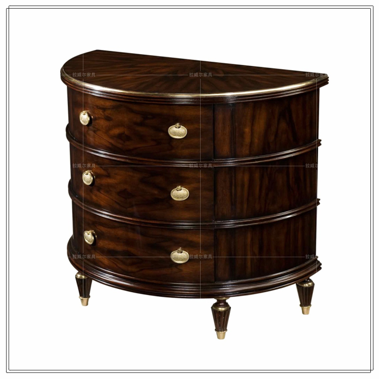 宫廷法式家具欧式床头柜实木抽屉置物柜棕色新古典储物实木床头柜
