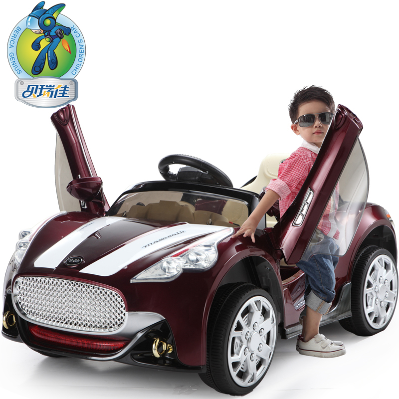 贝瑞佳儿童电动车童车四轮遥控双驱可坐电动汽车跑车宝宝车玩具